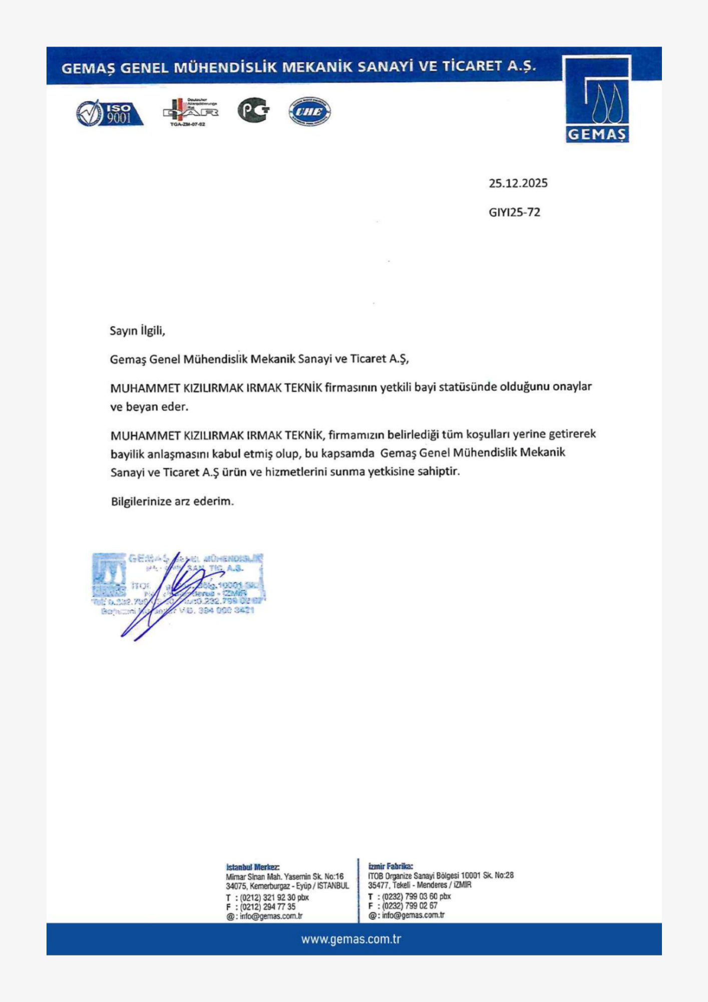 Gemas Satıcı Belgesi