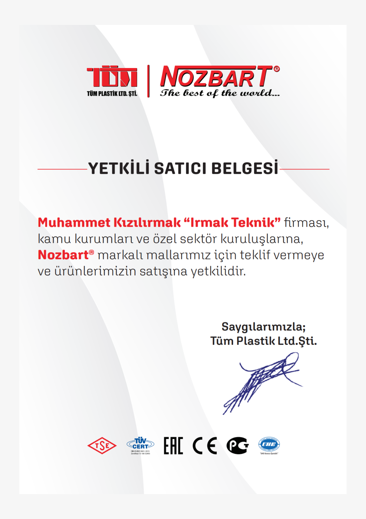 Nozbart Satıcı Belgesi