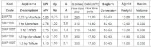 Smp Havuz Pompası 0,50 Hp 220 Volt