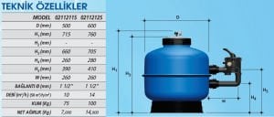 FUSION SL Enjeksiyon Plastik Kum Filtresi Ø 600mm