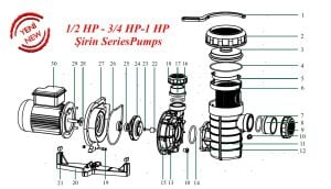 Nozbart 0.5-0.75-1hp Şirin Seri Havuz Pompası Ön Sepet